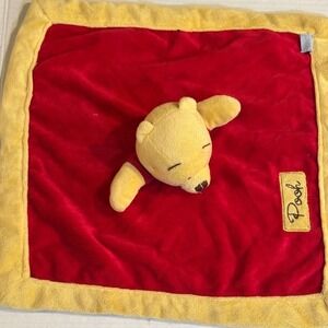 Vintage Disney Winnie the Pooh Plush Lovey Security Blanket Red‎ Yellow Nursery